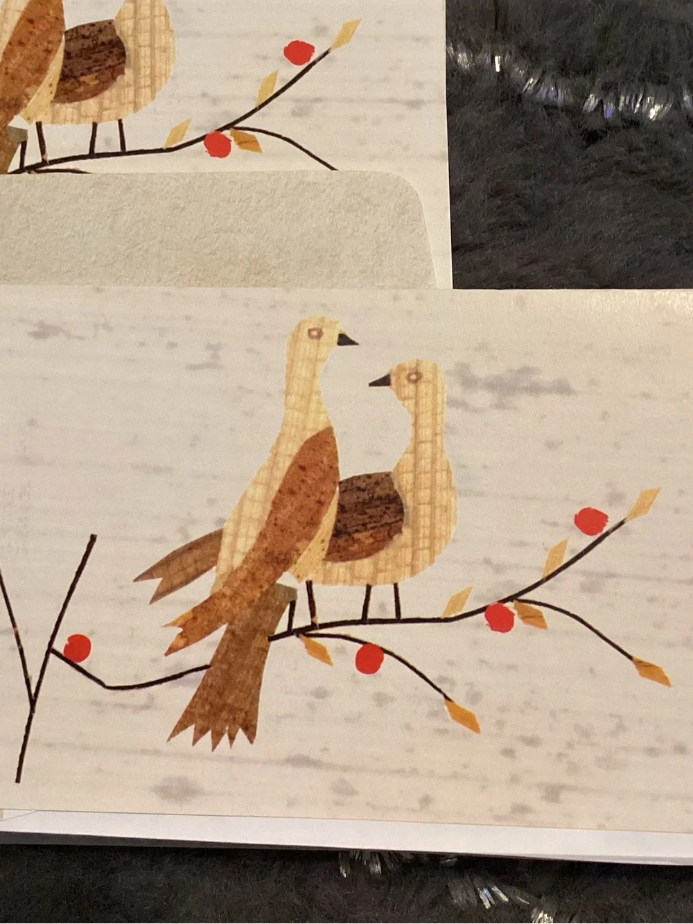 Set of Decorative Note Cards with Bird & Folk Art Motifs Blank Set of 6